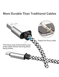 Cable USB C UNISAME 3 Pack 10 pies resistente trenzado USB tipo C 3.1 a USB 2.0 Cable de carga de datos Conector reversible para Galaxy S9 S9 + S8 S8 + Note 9 8, LG G7 G6 G5 V35, Nexus 6P 5 X, Oneplus 5 6 6T
