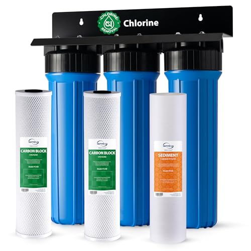 Photo 1 of  *** 4 OUT OF 4 BOXES***iSpring Whole House Water Filter System, Highly Reduces Sediment, Taste, Odor, and up to 99% Chlorine, 3-Stage w/ 20-Inch Sediment and Carbon Block Filters, Model: WGB32B, 1" Inlet/Outlet