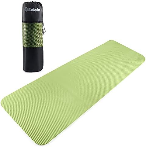 Balala 1/2" Extra Thick Exercise Mats, 72" Long High Density Yoga Mat with Carrying Strap Green