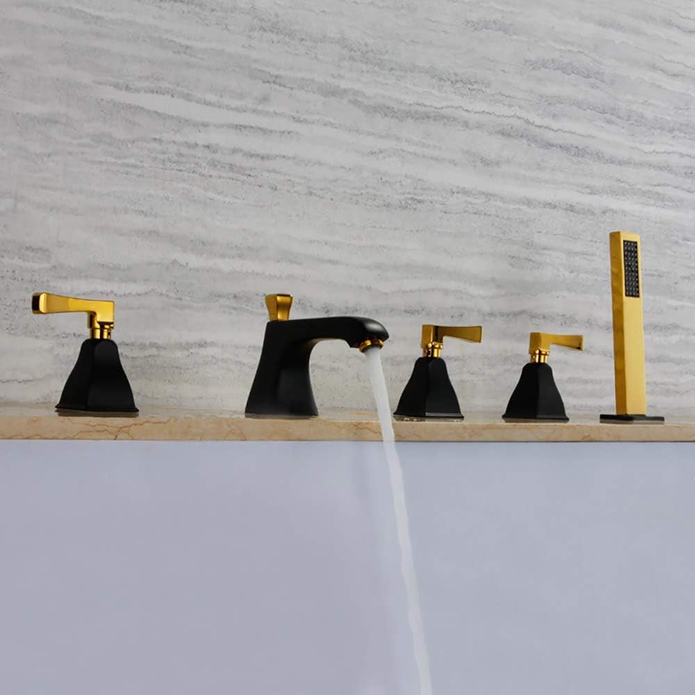 Waterfall Sink Faucet widely Used Bathroom Sink Faucet Deck Mount 5 Pieces with Hand Shower hot and Cold Bathroom Bath Faucet B.