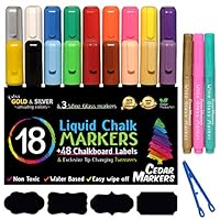 Cedar Markers Liquid Chalk Markers - 18 Pack Chalkboard Markers for Chalkboards. Reversible Bullet And Chisel Tip. Chalk Board Marker paint Water Based Non-Toxic.