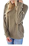UniDear Women Casual Long Sleeve Round Neck Sweatshirt Loose Blouses Tops With Pocket
