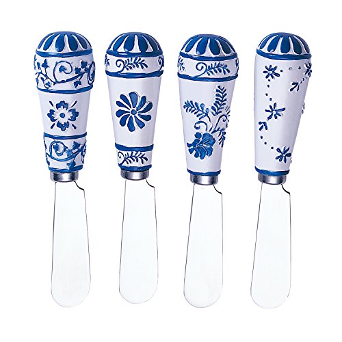 Wine Things Global Garden Resin Cheese Spreaders (Set of 4), Blue