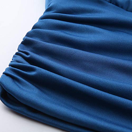YEZIJIN Women's Summer Fashion Casual Fake Two Pieces Chiffon Bat Sleeve Blouses 2019 Under 10 Dollars Blue