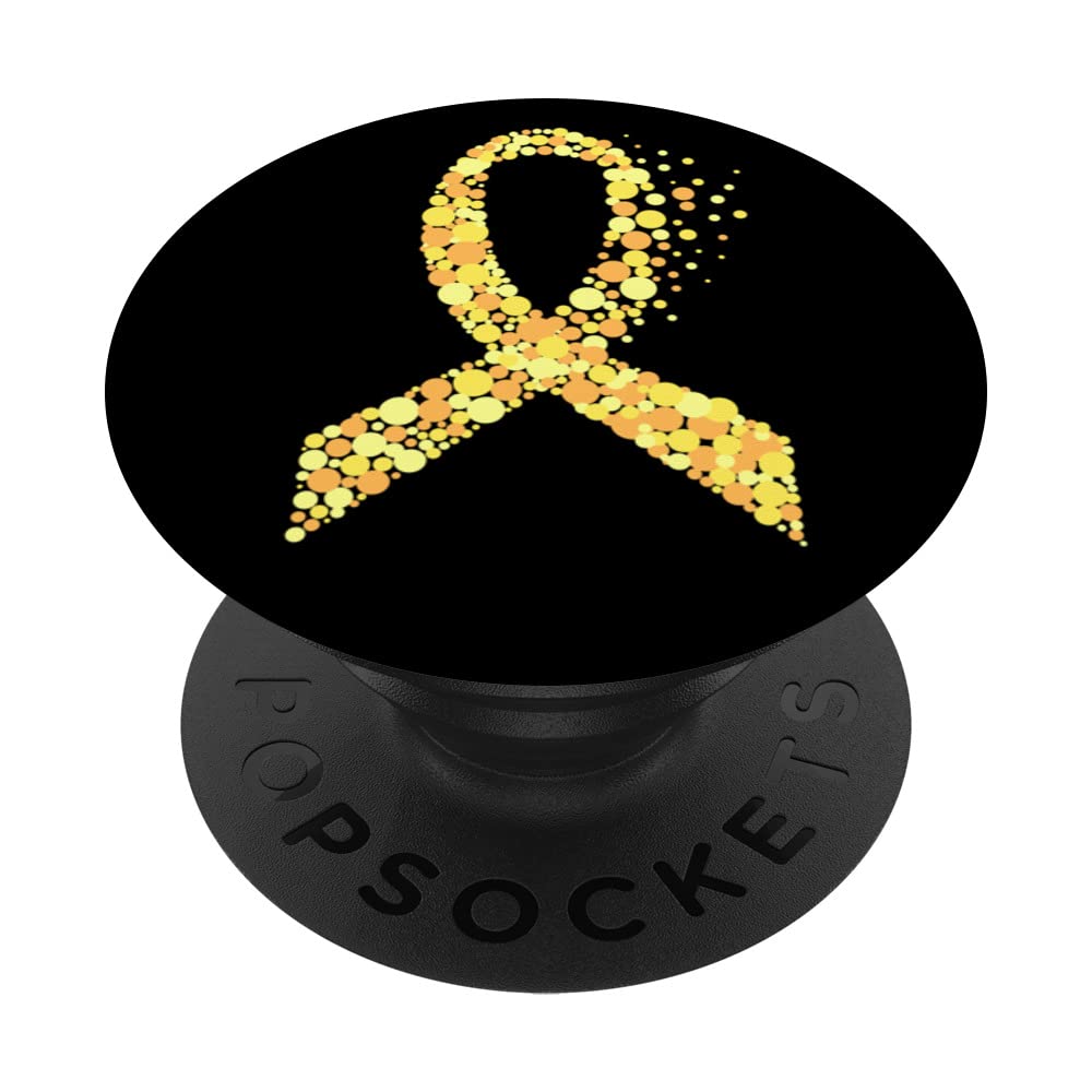Neuroblastoma Support Yellow Heart Loop Ribbon PopSockets Swappable PopGrip