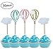 Pack of 30 Hot Air Balloon White Cloud Cupcake Toppers For Birthday Wedding Party Baby Shower Decoration