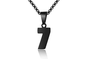 SUSOOK Number Necklace for Boy Black Athletes Number Stainless Steel Chain 00-99 Number Charm Pendant Personalized Sports Jewelry for Men Basketball Baseball Football