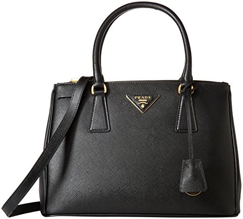 Prada women s leather shoulder bag, black, one size