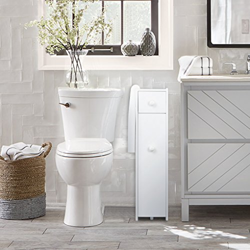 Topfire Slim Bathroom Floor Cabinet Bathroom Storage Cabinet White