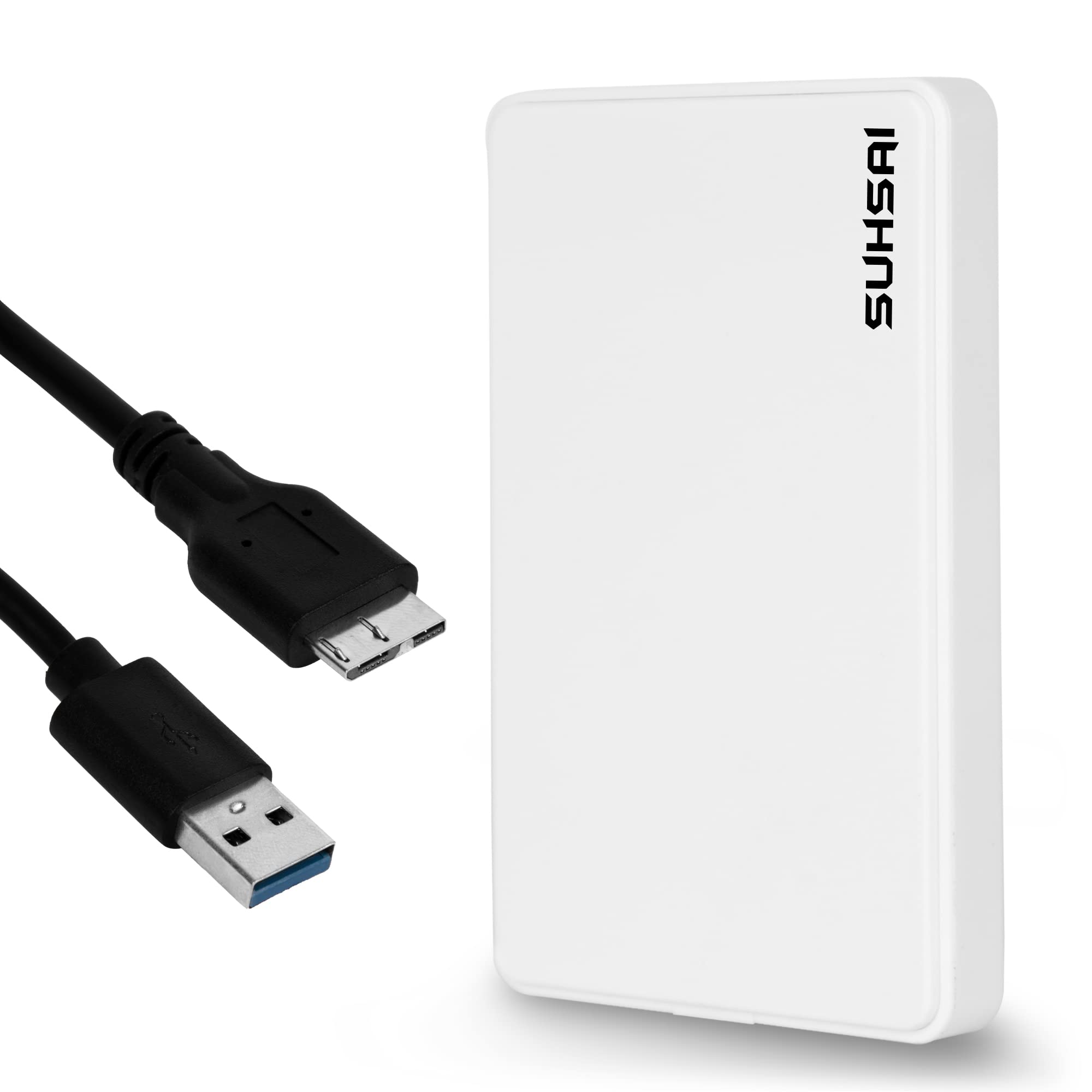 SUHSAI 500GB External Hard drive USB 3.0, 2.5" Portable External Hdd, Hard disk, Ultra Slim Storage and Backup Drive, USB Hard drive Compatible with Gaming Console, PC, Mac,Laptop, Desktop (White)
