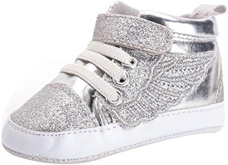 Jieson Newborn Infant Baby Girl Boy Glitter Sliver Angel Wings Sports Shoes Casual Boots