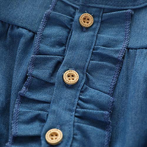 JBEELATE Baby Girls Halloween Denim Dress Long Sleeve Ruffle Button Dress Ghost Printed Tutu Skirt (Halloween Pumpkin, 2-3T)