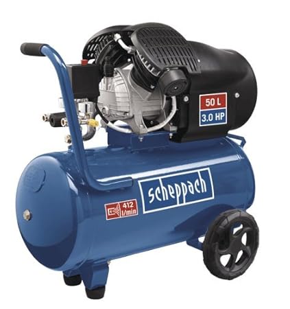 Scheppach 5906101901 Kompressor HC52DC | + Tank 50l, Druckminderer, Kupplungen, Manometer / Doppelzylinder / Fahrvorrichtung 