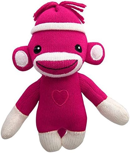 Sockiez Sock Monkey Baby Doll, With White Line Hat, Heart Logo in Front, A Best Mother’s Day Gift- Expressing in Color of Love (Pink (You Are Cute))