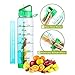 Easy Clean 32 Oz Straw Water Bottle, Eco friendly Measurement Markings Water Bottle Time Marker, Leak Proof BPA Free Fruit Infuser Green Bottle Oz Tracker, Office 1 Liter Gym Bottle Reminder to Drink