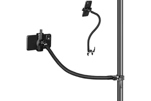 Mippko Gooseneck Phone Holder for Mic Stand/Music Stand/Stroller/Treadmill/Spin Bike/Exercise Bicycle,50 cm Long Flexible Gooseneck Arm Super Crab Clamp Mount,Compatible with 3.5~7.5" iPhone Devices