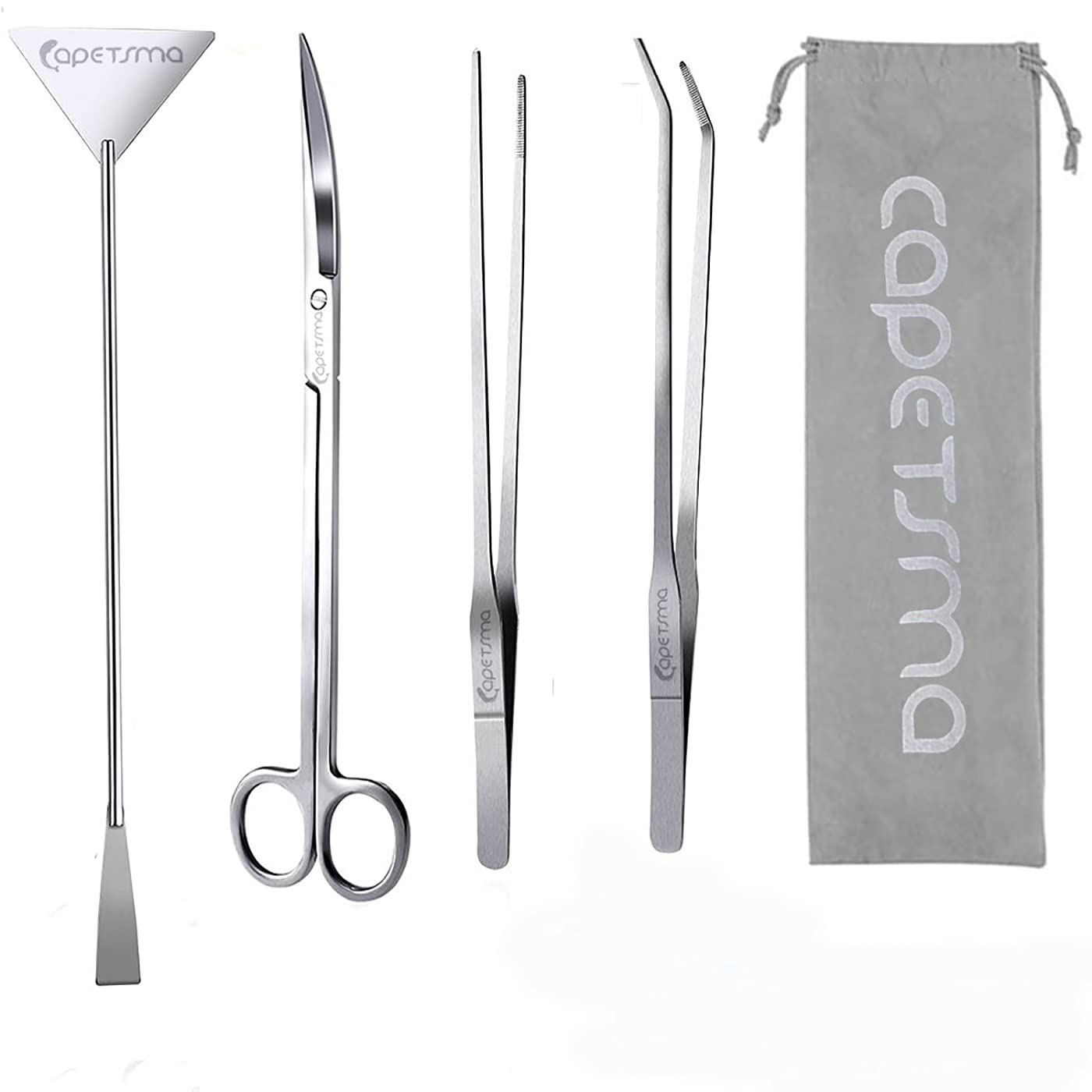 capetsma Aquascaping Tools, Long Stainless Steel Aquarium Plant Tools, Aquarium Tweezers, Scissors, Spatula Tool Set, Bonsai Kit, Algae Scraper, Aquarium Cleaning Set for Aquarium Starter Kit