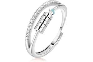 Vito 925 Sterling Silver Anxiety Ring for Women, Fidget Ring Anti Anxiety Ring Rotatable Spinnner Band Ring Stress Relief Jew