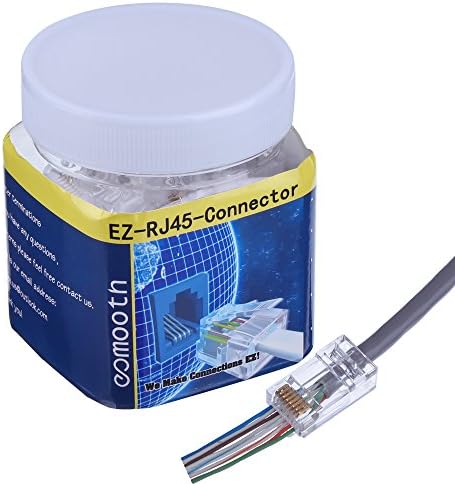 Platinum eSmooth 50 Pack EZ RJ45 Cat6 Crimp Connector Cat5E Cat5 Gold-Plated Ethernet Network Cable Plug Modular Crystal 8P8C