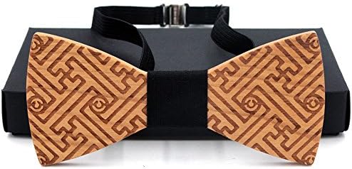 Wood Bow Tie,Men's Wood Bow Tie Handmade Creative Wooden Bow tie With Gift and Box (cool bow tie)