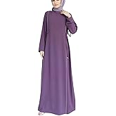 Women's Ramadan Abaya Muslim Long Sleeve Round Neck Lace Prayer Dress Kaftan Dubai Islamic Dress