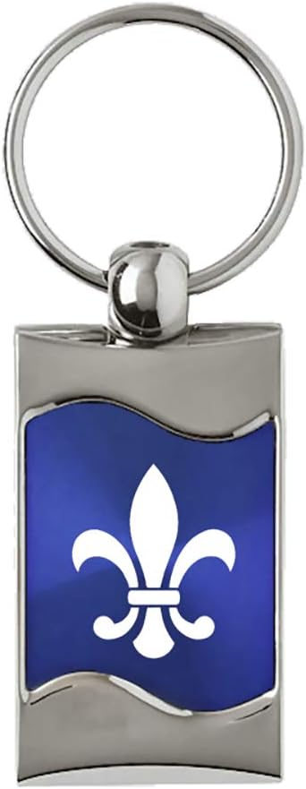 FLEUR-DE-LIS BLUE SPUN BRUSHED METAL KEY RING