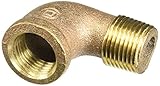 Anderson Metals 38116 Red Brass Pipe Fitting, 90 Degree Street Elbow, 1/2