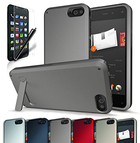 Fire Phone Case, CINEYO(TM) heavy Duty Rugged Hybrid Tri Layer Armor Case with Kickstand (Amazon Fire Phone Case) (Grey)