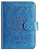 Passport Holder Cover Wallet RFID Blocking Leather Card Case Travel Accessories for Women Men (Blue)