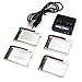 Cheerwing 4pcs 3.7V 650mAh Lipo Battery and 4-in-1 Charger for Syma X5SW X5 X5C X5C-1 RC Drone Parts