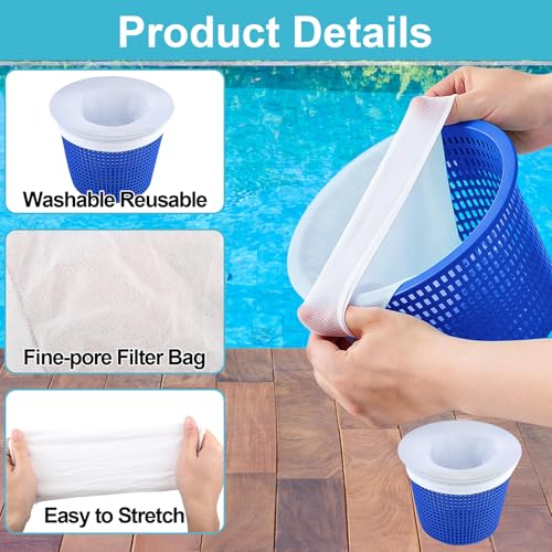 Zutflap 20 Pièce Filtre Skimmer Piscine Chaussettes Skimmer Piscine Panier pour Attraper Les Feuilles Cheveux Pool Skimmer Socks Nylon Élastique pour Aquarium Pool Exterieur Fontaine