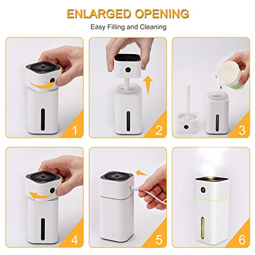 image for POHO Mini Mist Ultrasonic Humidifier Portable - Personal 180ML and 7 C