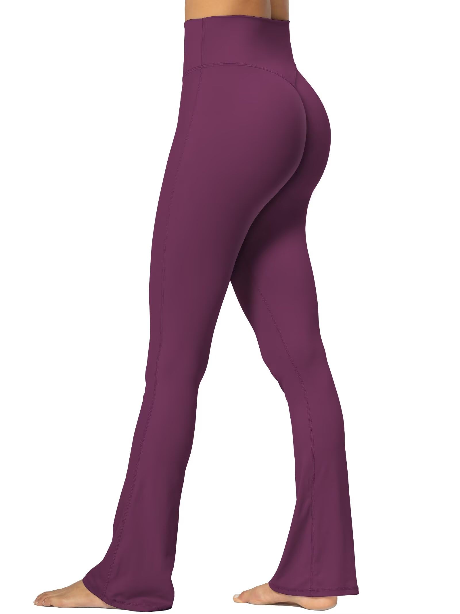 Sunzel No Front Seam Mini Flare Leggings for Women, Invisible Butt Scrunch Flared Yoga Pants with Tummy Control 28" Cherry Red Small Image
