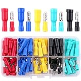 Hilitchi 100-Pcs 22-16 AWG Assorted Insulated Female & Male Bullet Butt Wire Crimp Connector Terminals Assortment Kit