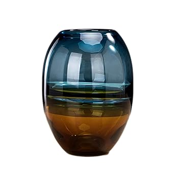 Amazon Com Tingshop Glass Vase Blue Amber Tabletop Vases For
