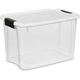 Sterilite Ultra Latch Box with Lids for Home and Office, 30 Quart, 12-Pack | Heavy-Duty and Stackable Plastic Containers with Latches for Closet, Cabinet, Bedroom, Bathroom and Dorm Room Organization