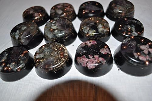 Hand Made Custom organite emf Protection Devices Set of 12 Mini tb orgone Crystal Based Anti EMF Orgone Energy Devices for Travel Home or Office Decoration Holiday or Wedding Gifts for her or him