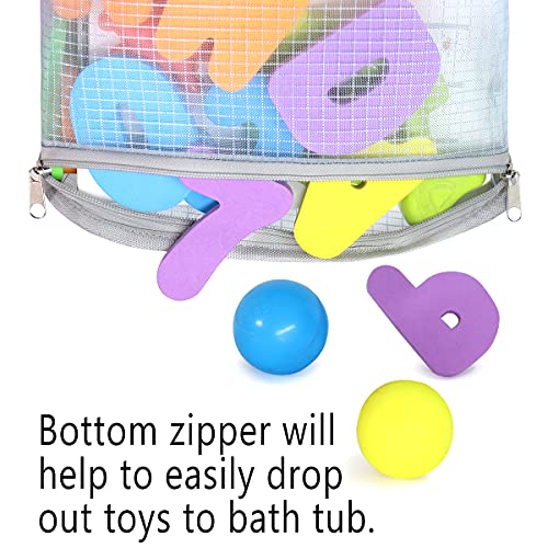 Bath Toy Organizer with Extralarge Mouth, Bottom Zipper Bathtub Toy