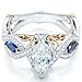 FENDINA Women's Infinity Rings Vintage Pear Cut CZ Twisting Cross Shank Bridal Engagement Wedding Halo Promise Eternity Rings (Gold-Plated-Base-Blue, 6)