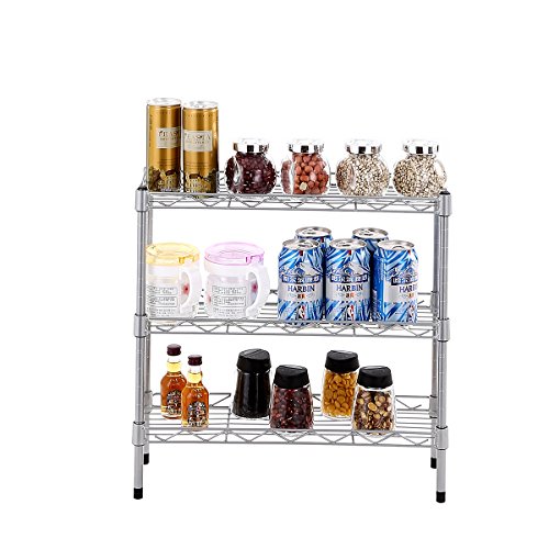 BuyHive Wire Shelving Spice Rack Jar Cans Multipurpose Home Kitchen Accessories Organizer Storage Freestanding