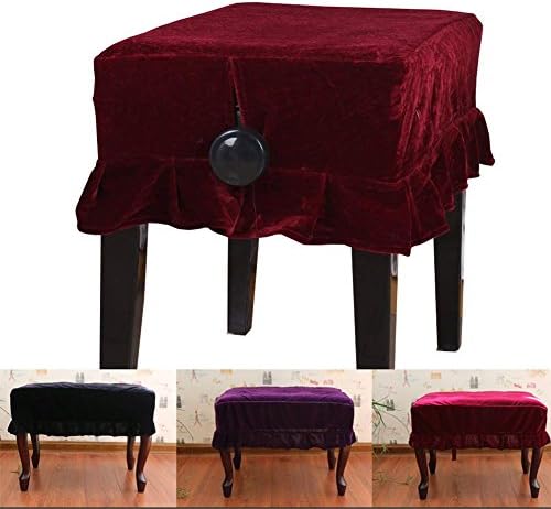 Monkeysell Adjustable Wooden Piano Bench Stool Cover Decorated with Pleuche for Piano Single Seat Bench Universal (Red Single Stool Cover)