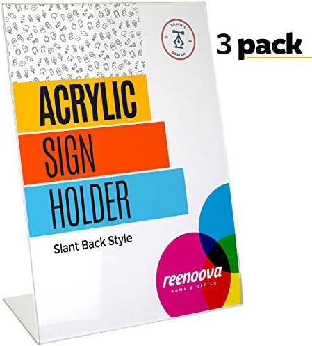 Slant Back Acrylic Sign Holder, 8.5 x 11 Inches Slanted Holder Economy Portrait Ad Frames, Perfect for Home, Office, Store, Restaurant