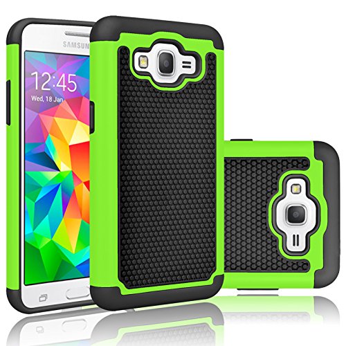 Grand Prime Case, Galaxy Go Prime Case, Tekcoo [Tmajor] Shock Absorbing [Green] Hybrid Rubber Plastic Defender Rugged Slim Hard Protective Case Cover Shell For Samsung Galaxy Grand Prime / Go Prime