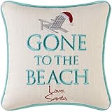 C&F Home Gone to The Beach Love Santa Coastal Holiday Embroidered Saying Decorative Accent Pillow 10 x 10 Multi