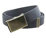 Canvas Web Belt Flip-Top Antique Brass Buckle/Tip Solid Color 50