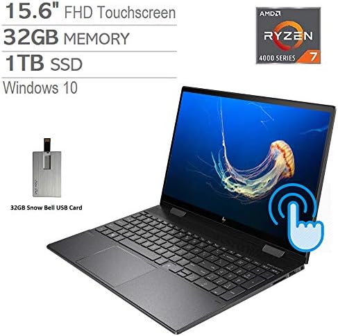 2020 HP Envy x360 2-in-1 15.6" FHD Touchscreen Laptop Computer, AMD Ryzen 7-4700U, 32GB RAM, 1TB PCIe SSD, Backlit Keyboard, AMD Radeon Graphics, HD Webcam, Windows 10, Black, 32GB Snow Bell USB Card 21 2020 HP Envy x360 2-in-1 15.6" FHD Touchscreen Laptop Computer, AMD Ryzen 7-4700U, 32GB RAM, 1TB PCIe SSD, Backlit Keyboard, AMD Radeon Graphics, HD Webcam, Windows 10, Black, 32GB Snow Bell USB Card
