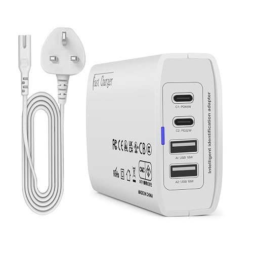 USB C Desktop Charger Station 100W 2 USB-C + 2 USB-A 4 Multi Port Hub Block PD Laptop Tablet Wall Plug Charger Adapter Compatible with Laptop Tablet Cellphone Smartwatches