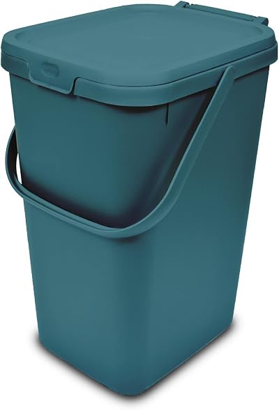 Addis 519354 18 Litre Kitchen Recycling Bin with Clip Lock Lid Teal