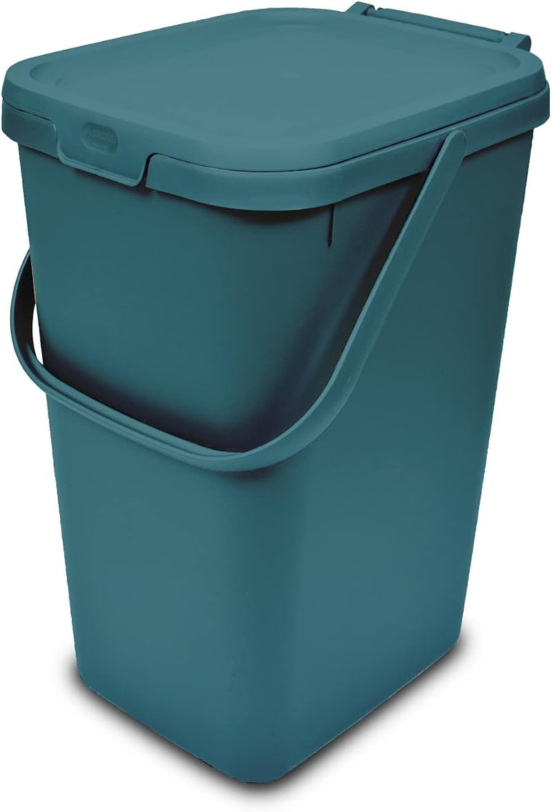 Addis 519354 18 Litre Kitchen Recycling Bin with Clip Lock Lid Teal