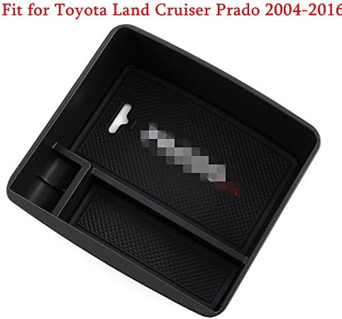Black Plastic Auto Center Console Armrest Glove Box Secondary Storage Organizer Box Fit for Toyota Land Cruiser Prado 2004-2016